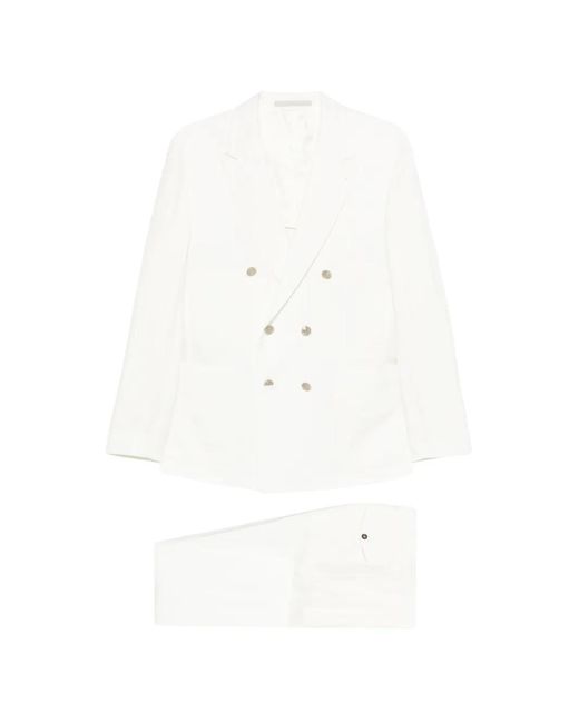 Eleventy White Double-Breasted Suit for men