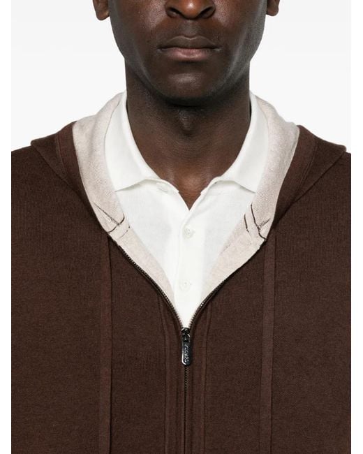Bompard Brown Zip-Up Hoodie for men