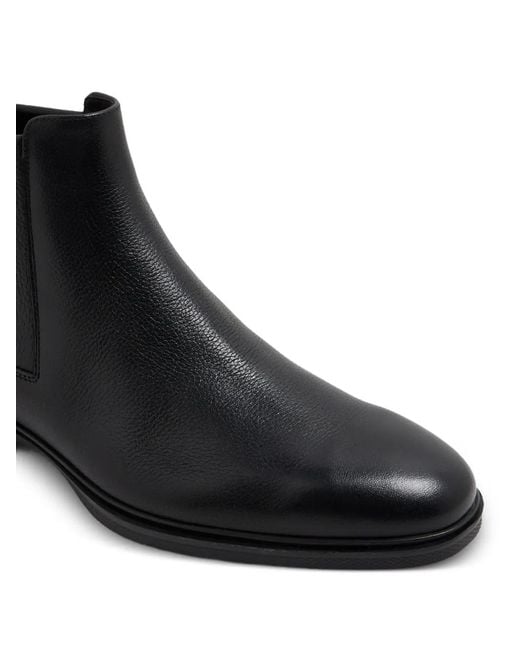 Santoni Black Easy Leather Chelsea Boots for men
