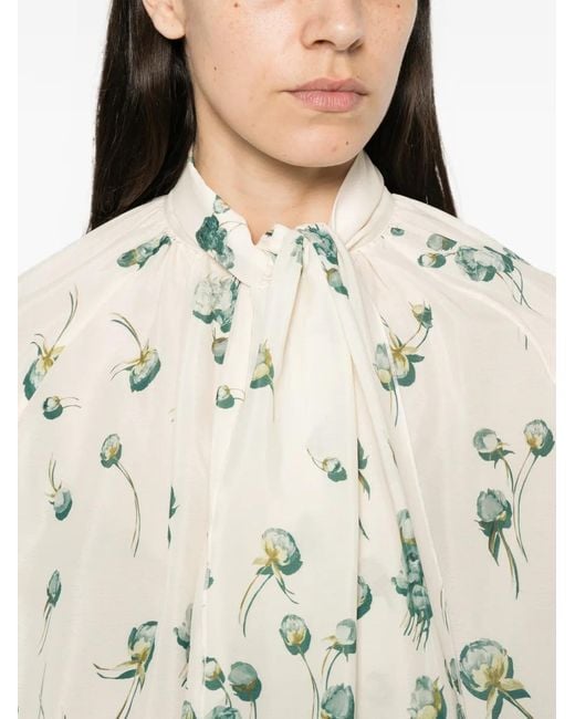 F.R.S For Restless Sleepers Green Floral-Print Blouse