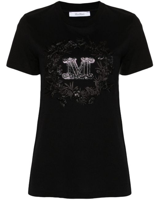 Max Mara T-shirt Verfraaid Met Logo in het Black