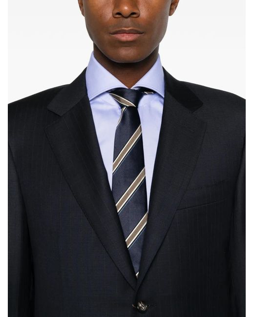 Canali Blue Pinstripe-Pattern Single-Breasted Suit for men