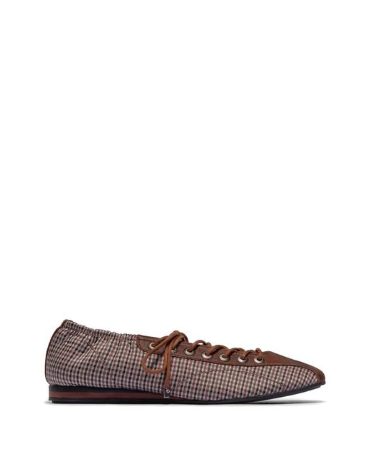 Bernardo Brown Billie Check-Pattern Lace-Up Shoes