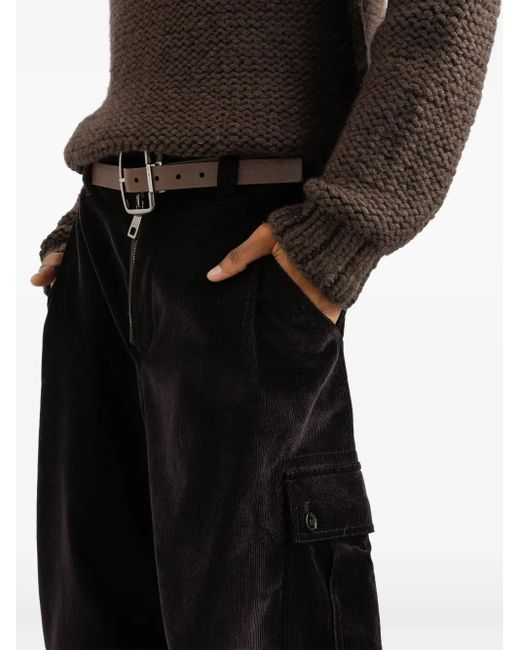 Dolce & Gabbana Black Zip-Detail Corduroy Trousers for men