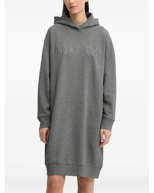 Marc O' Polo Gray Hooded Embroidered Mini Dress