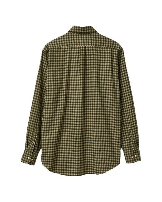Benetton Green Gingham Button-Down Shirt for men