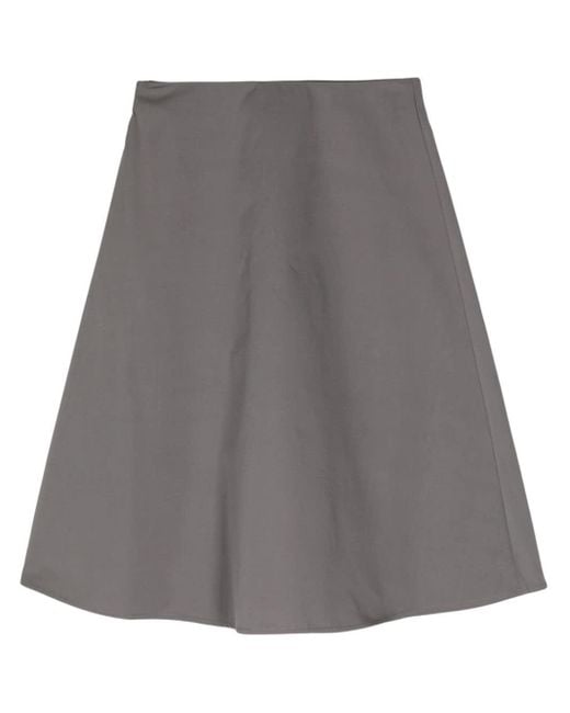 Fabiana Filippi Gray A-line Side-fastening Cotton Skirt