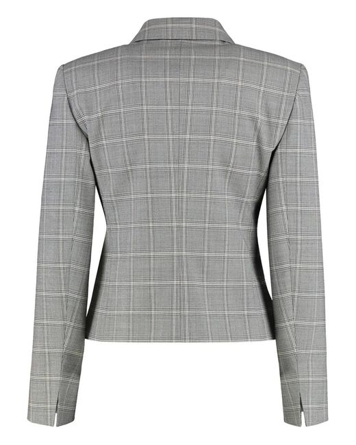 Max Mara Gray Checked Single-Breasted Jacket
