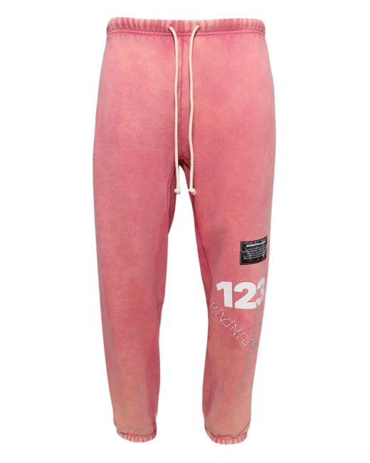 RRR123 Pink Distressed Track Trousers for men