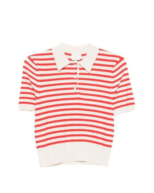 A.P.C. Red Gestreifter Polo-Pullover