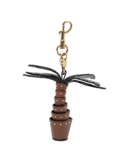 Anya Hindmarch White Palm Tree Stud-Embellished Keyring