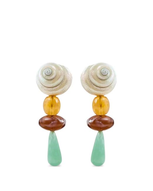 Baobab White Valle Shell Resin-Bead Earrings