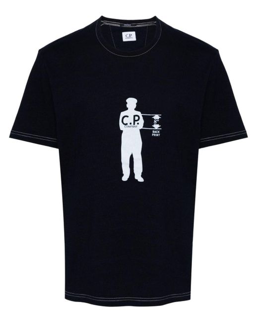 C P Company T-Shirt mit Logo-Print in Black für Herren