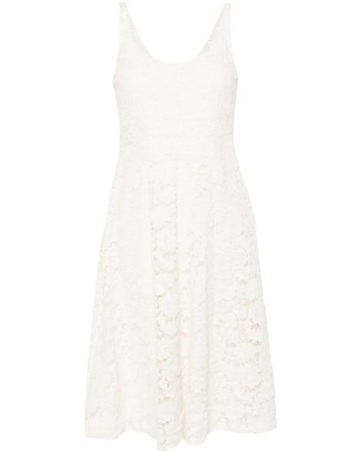 Prada White Floral-Lace A-Line Dress