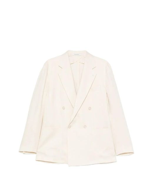 Tagliatore White Double-Breasted Peak-Lapel Blazer for men