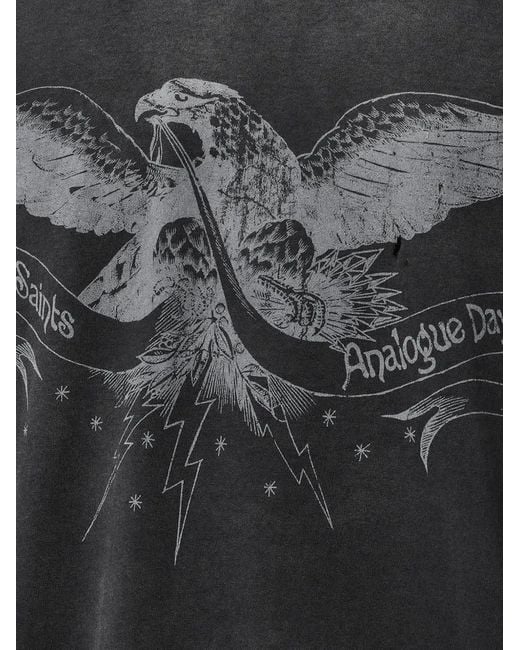 AllSaints Black Eagle-Print Short Sleeve Boxy T-Shirt for men