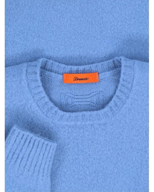 Drumohr Blue Crew-Neck Wool Sweater for men