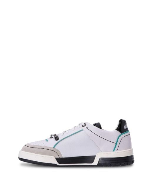 Moschino White M. Logo-appliqué Leather Sneakers for men