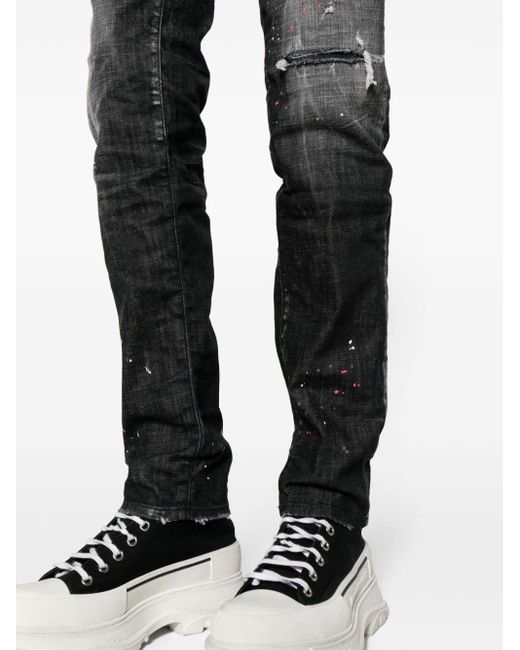 DSquared² Halbhohe Tapered-Jeans im Distressed-Look in Gray für Herren