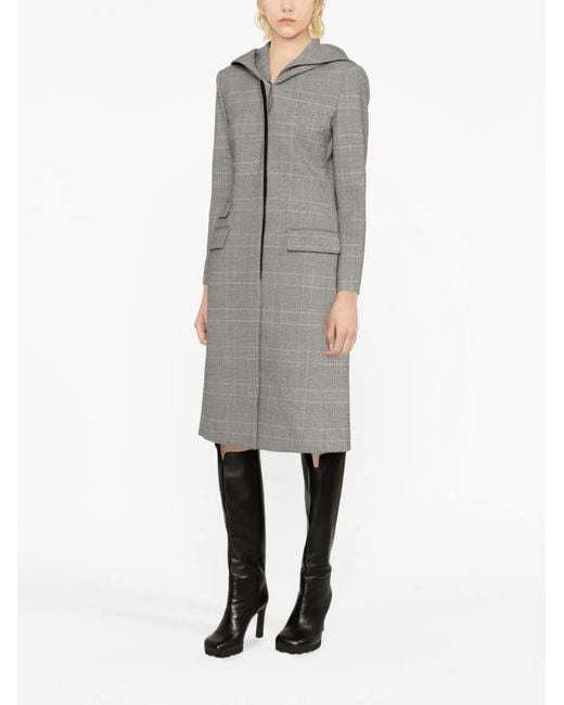 Moschino Gray Plaid-Check Print Coat