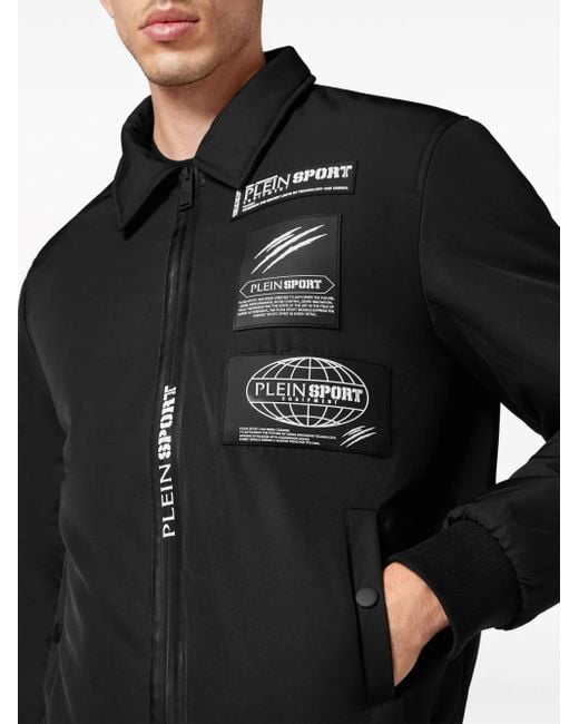 Philipp Plein Black Logo-Patch Matte-Finish Bomber Jacket for men