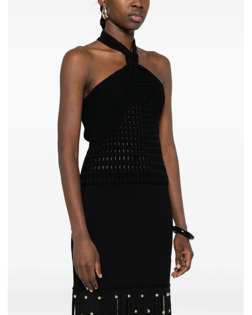 Jonathan Simkhai Black Halterneck Textured Top