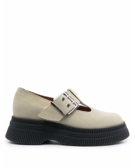 Ganni Multicolor Mary-jane Suede Creeper Loafers
