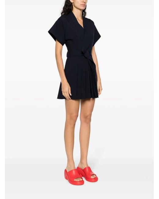 KENZO Blue Pleated Wrap Minidress