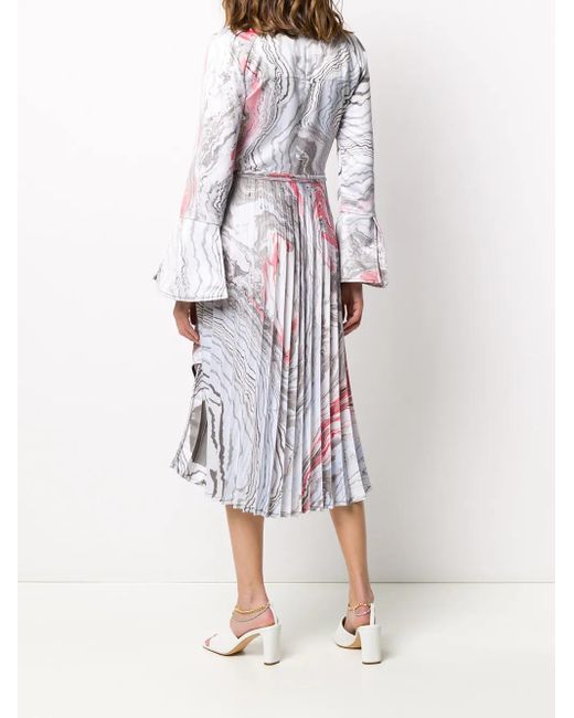 Thebe Magugu White Suminagashi Tie-Dye Print Shirt Dress