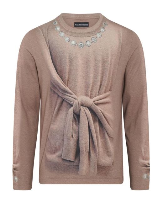 MARINE SERRE Brown Trompe L'Oeil Top for men