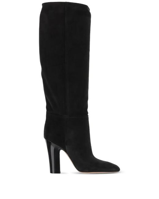 Paris Texas Black Alizze Suede Pointed-Toe Knee-High Boots
