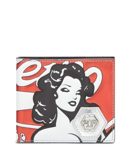 Philipp Plein White Embossed-Motif Wallet for men