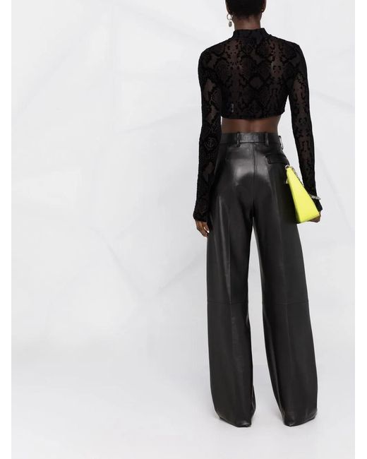 Philipp Plein Black Geometric-Print Cropped Top