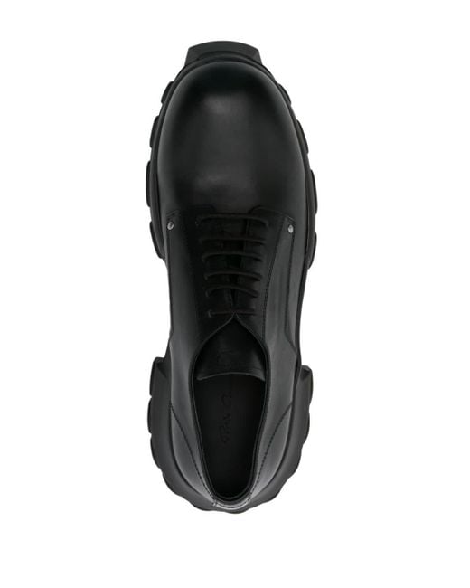 Rick Owens Black Bozo Tractor Leather Derby Shoes for men