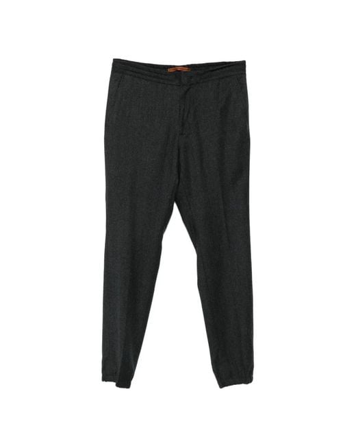 Zegna Black Elasticated-Waistband Tapered Trousers for men