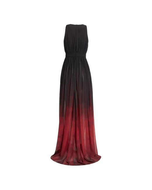 Elie Saab Red Gradient-Print Maxi Dress