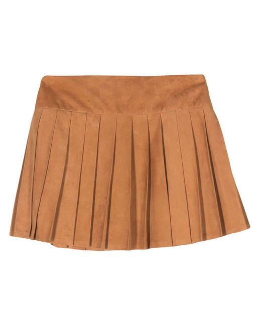 Ermanno Scervino Brown Pleated Suede Miniskirt