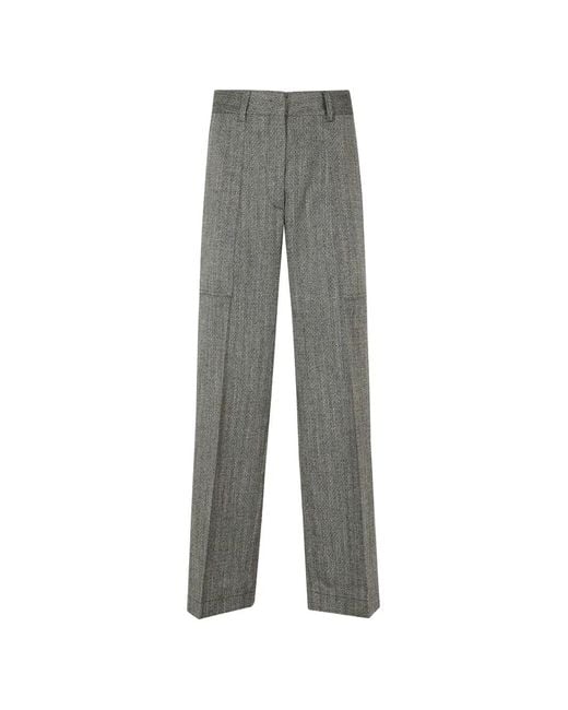 Forte_forte Gray Concealed-Fastening Straight-Leg Trousers