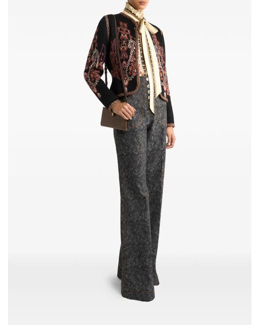 Etro Pink Silk Twill Blouse With Silk Scarf And Floral Geometric Motif