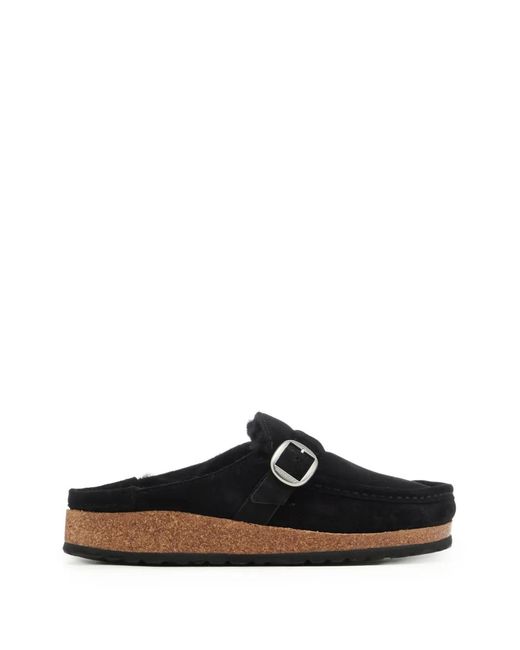 Birkenstock Black Shearling Suede Buckley Mules for men