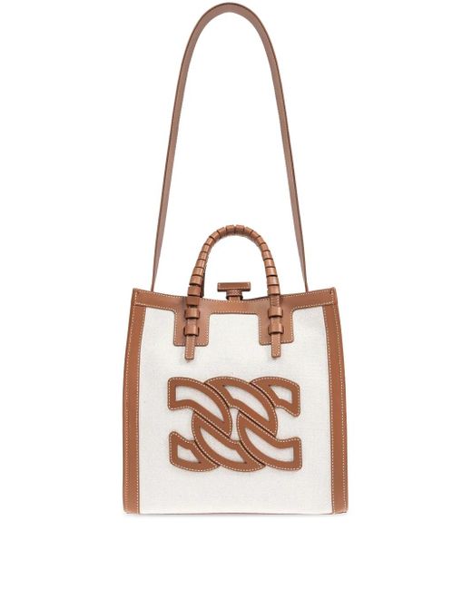 Casadei White Shopper Mit Logo-Patch