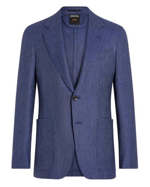 メンズ Zegna パッチポケット ジャケット Blue