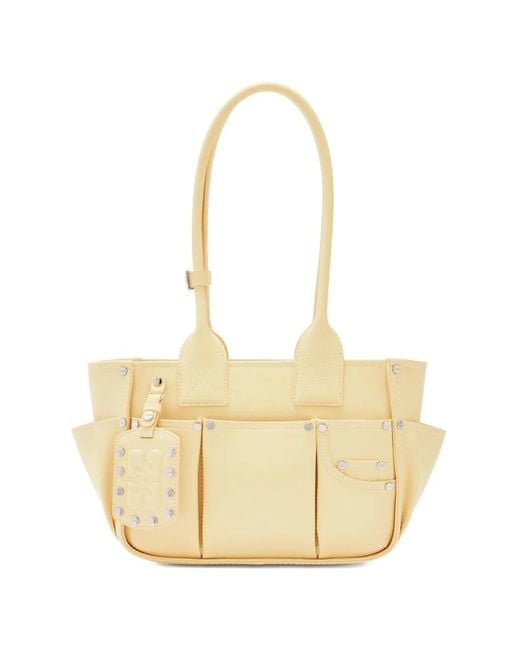 Ganni Natural Petit Sac Porté Épaule Posy À Clous