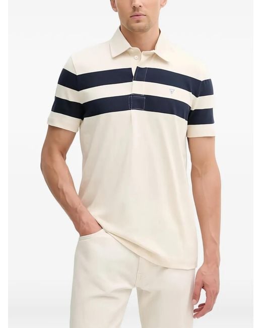 Guess White Striped Short-Sleeve Polo Shirt for men