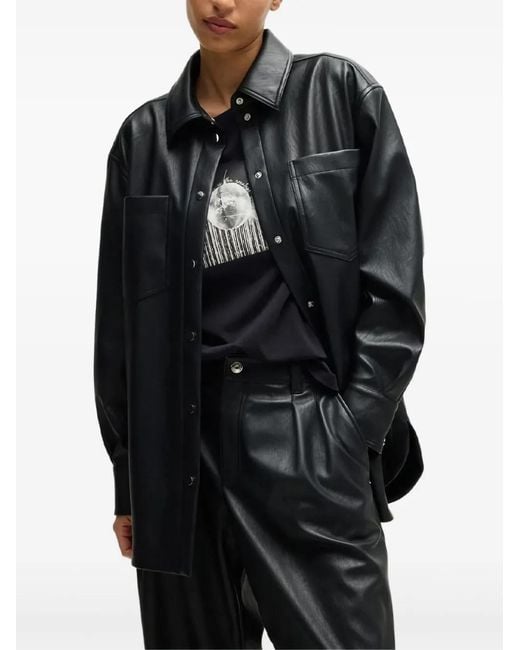 Boss Black Faux-Leather Overshirt