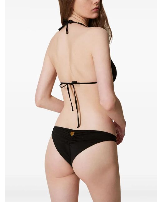Twinset Black Ruched Triangle Bikini Top