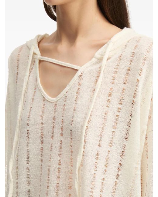 B+ AB White Hooded Striped Top
