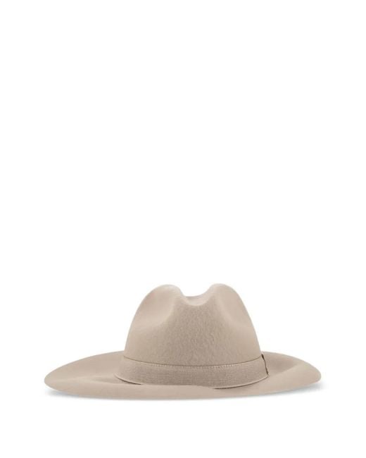 Fay White Wide-Brim Logo-Plaque Hat