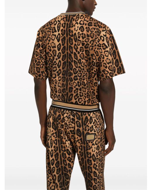 Camiseta con estampado de leopardo Dolce & Gabbana de hombre de color Brown