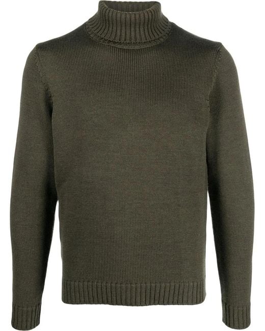 Zanone Green Roll-Neck Wool Sweater for men